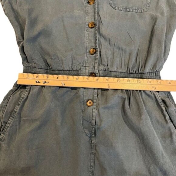 Faherty Arlie Short Romper Tencel Linen Blend Soft Blue Button Front Size Medium - Picture 12 of 14